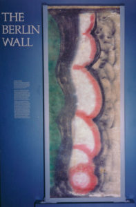 A piece of the Berlin Wall on display in the galleries at the Hoover Presidential Library and Museum.