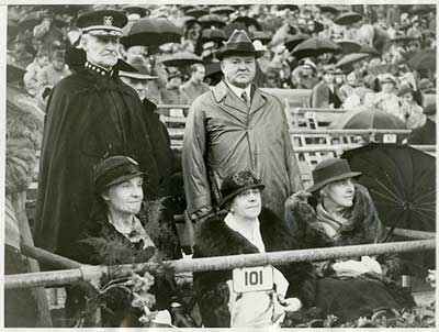 Herbert and Lou Henry Hoover at the Rose Bowl, January, 1934.