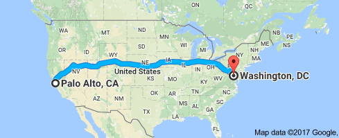 Google Maps driving directions from Palo Alto, CA to Washington, DC