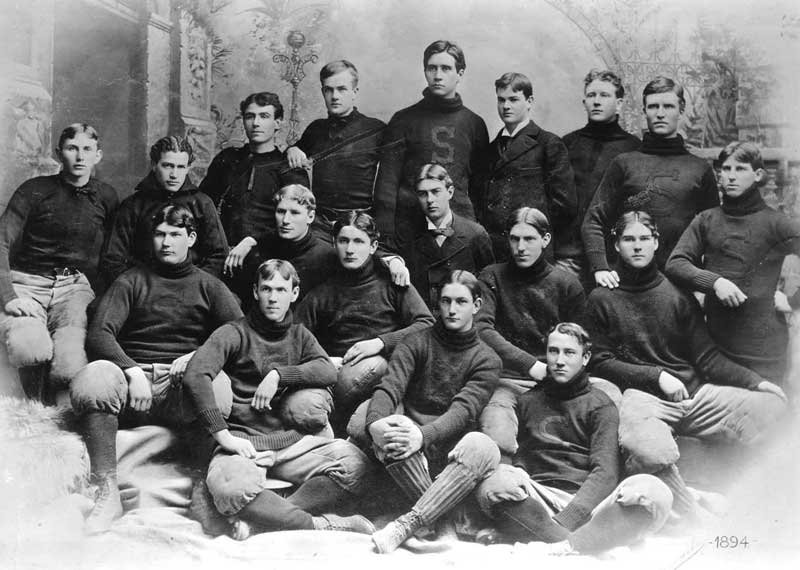 Stanford Football team, 1894, Herbert Hoover is in the coat and tie in the back row. He was the manager.