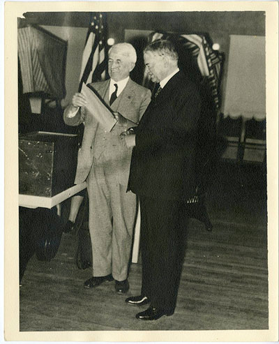 Herbert Hoover casting his ballot in Palo Alto, CA 11/8/1932