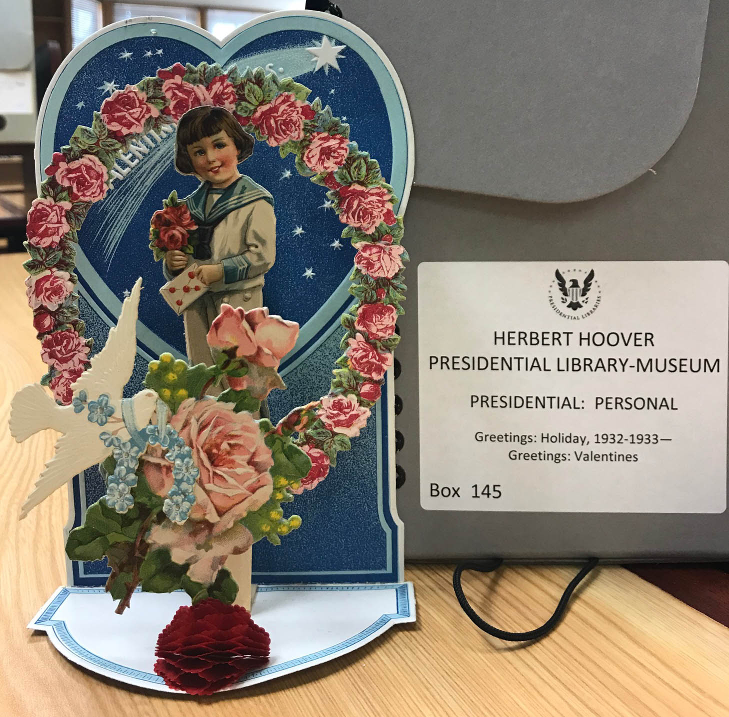 A valentine sent to Herbert Hoover, from the archival collection at the Hoover Library.