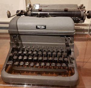 This Royal typewriter is on display at the Hoover Museum, it is typical of what Herbert Hoover would have used while living in the Waldorf-Astoria.